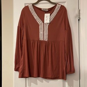 ribbed knit top crochet size s